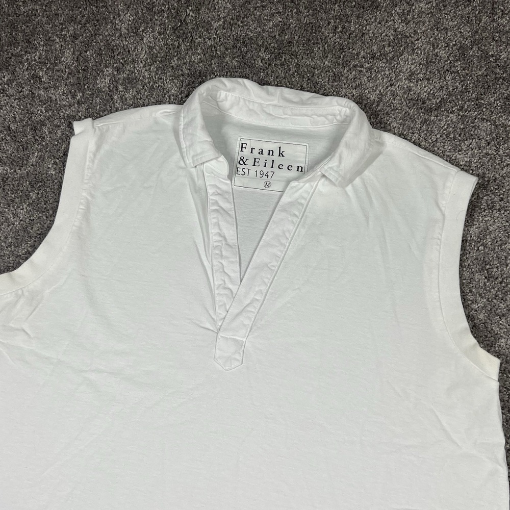 Frank & Eileen Olivia Popover Henley Tank Shirt Womens M White Slightly Cropped